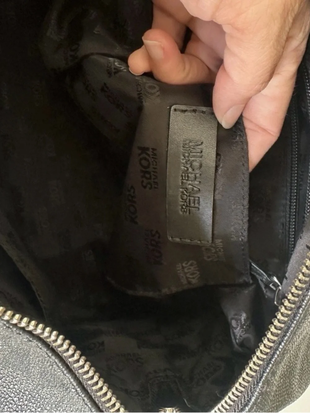 Michael Kors Black MK Logo Dome Satchel with Silver Hardware Grayson